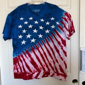 LIQUIDBLUE Men’s Red,Blue and White Tie Dye T Shirt Size XXL